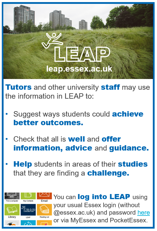 Tutors can use LEAP too! To find out more contact the LEAP team.